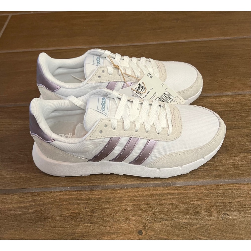 Adidas Run 60s 2.0 Womens Sneakers White Metallic Purple GX1713 Size 7 NEW - Picture 4 of 7